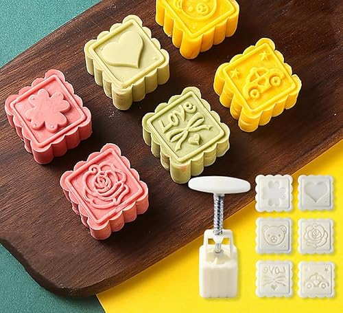 Mondkuchen. Mooncake Fondant-Form-Set, 3D-Blumen-Plätzchenstempel, 4/6/8 Stück, DIY-Backwerkzeug, weiß, 50 g(F) von LCUVIMPEX