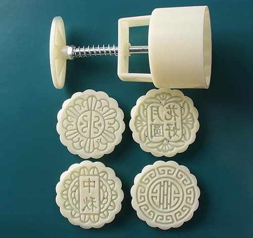 Mondkuchen. Mooncake Mold Presse Cookie Cutter Gebäck Werkzeug Blumenmuster Stempel Weiß & Rosa 100g Packung mit 1 Set(White) von LCUVIMPEX