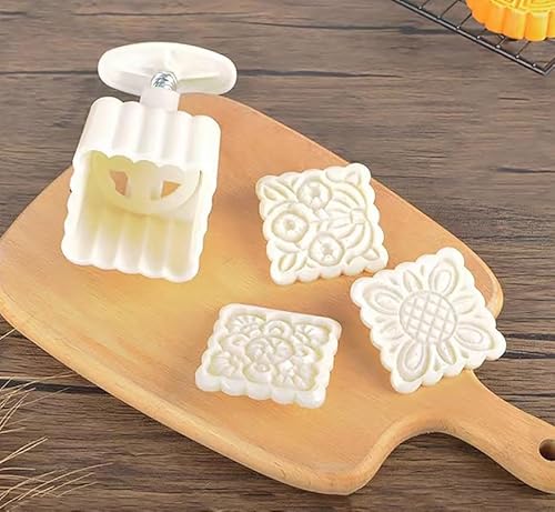 Mondkuchen. Mooncake Mold Presse Pack Von 1 Set Mit 3 Briefmarken Weiß 25g/75g/100g(75g) von LCUVIMPEX