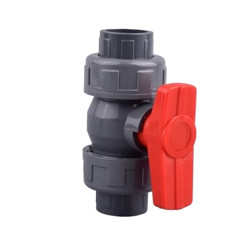 PVC-Rohrmuffen-Kugelhahn PVC-Doppel-Union-Kugelhahn-Schnellverbinder for die Gartenbewässerung(Red Grey Valve,ID 40 mm) von LCUVIMPEX