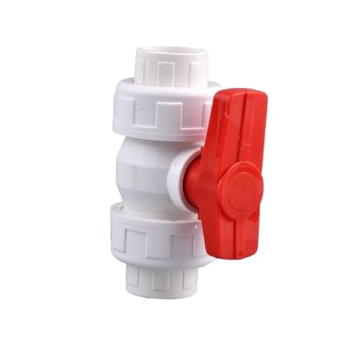 PVC-Rohrmuffen-Kugelhahn PVC-Doppel-Union-Kugelhahn-Schnellverbinder for die Gartenbewässerung(Red White Valve,ID 40 mm) von LCUVIMPEX