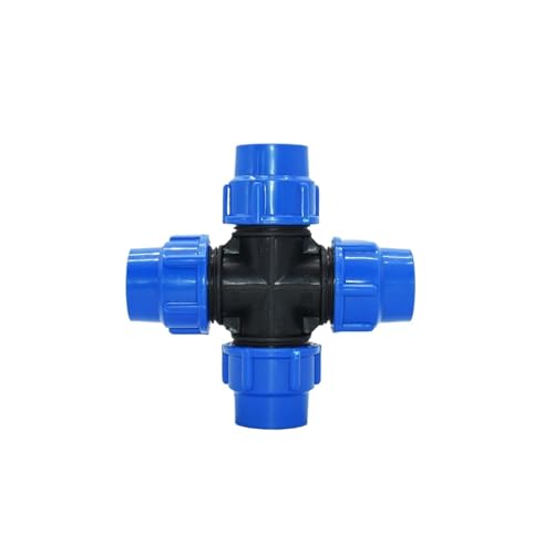PVC-Rohrmuffen-Kugelhahn Rohrhahn-T-Stück, Wasserverteiler mit Kugelhahn for 20–63 mm und 1/2–2 Zoll PVC-PE-Rohre(Cross,25 mm) von LCUVIMPEX