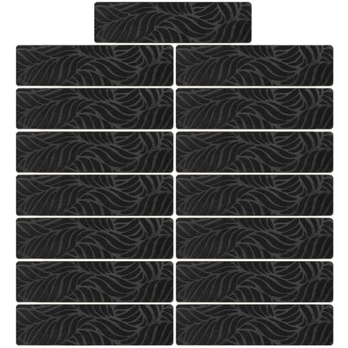 Selbstklebende Treppenstufen Schritt ， Selbstklebender Bodenschutz for Teppiche und Treppenstufen, 76 x 20 x 10 cm, for den Innenbereich, Mehrfarbig, 15 Stück(Black) von LCUVIMPEX