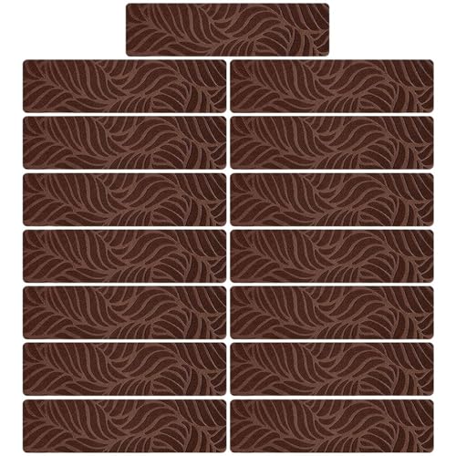 Selbstklebende Treppenstufen Schritt ， Selbstklebender Bodenschutz for Teppiche und Treppenstufen, 76 x 20 x 10 cm, for den Innenbereich, Mehrfarbig, 15 Stück(Coffee) von LCUVIMPEX