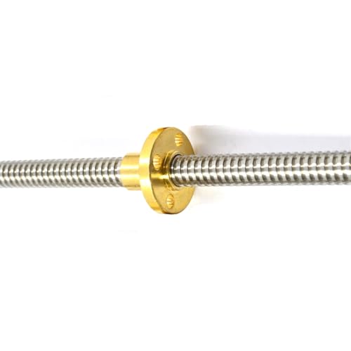 Über exzonierte, edelstahlgebrannte nutten, Trapezgewindestange T8 mit 8 mm Durchmesser und Messingflanschmutter aus Edelstahl, mehrere Leitungen, 500–1000 mm(2mm Pitch 2mm Lead,650mm) von LCUVIMPEX