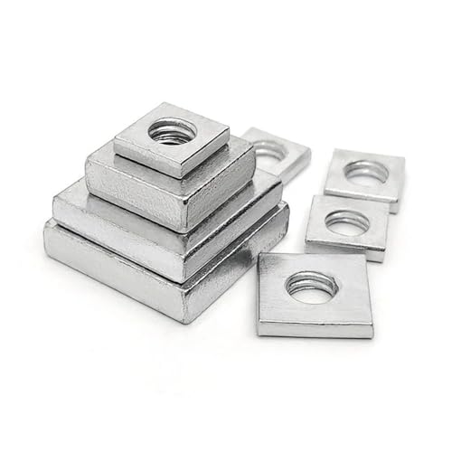 Vierkantmuttern aus Edelstahl, 20er-Pack Vierkantmuttern M3-M6 Kohlenstoffstahl verzinkt silberfarben mehrere Größen(M4x7x7x2mm) von LCUVIMPEX