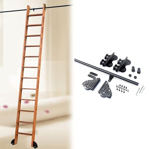 runde Bahnen schieben, Mobiles Leiterschienen-Set mit Bodenrollen, robuster Karbonstahl, mehrere Größen for Bibliothek, Dachboden, Büro, Lager(3.3ft/100cm Track Kit) von LCUVIMPEX