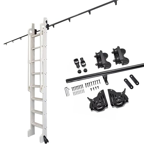 runde Bahnen schieben, Schiebeleiter-Hardware-Kit Schienensystem aus Kohlenstoffstahl mit Bremsbodenrädern, mehrere Größen(13ft/400cm Track kit) von LCUVIMPEX