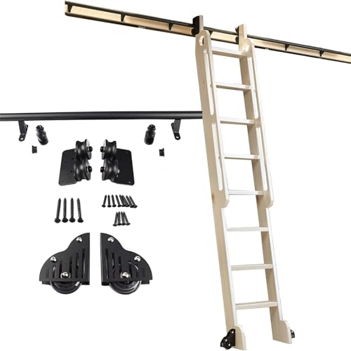 runde Bahnen schieben, Schiebeleiterschienen-Hardware-Kit aus Karbonstahl, Schwarz, 100–732 cm(4ft/122cm Track Kit) von LCUVIMPEX