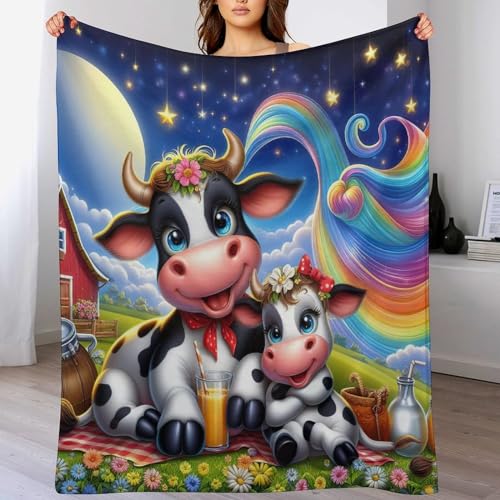 Animal Kuh Decke Weich Und Warme Fleecedecke Für Bett Couch, Flannel Decken Als Sofadecke Wohndecke Oder Tagesdecke, 130×150cm Animal Kuh Decke Weich Und Warme Fleecedecke Für Bett Couch, Flannel Decken Als Sofadecke Wohndecke Oder Tagesdecke, 130×150cm von LCWWW