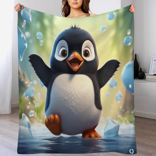 Animal Pinguin Flannel Fleece Wohndecken Kuscheldecken, Superweiche, Flauschige, Warme Mikrofaser Decke Für Schlafcouch,140×180cm von LCWWW