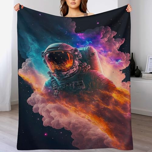 Astronaut Flannel Fleece Wohndecken Kuscheldecken, Superweiche, Flauschige, Warme Mikrofaser Decke Für Schlafcouch,100×130cm von LCWWW