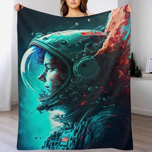 Astronaut Flannel Fleece Wohndecken Kuscheldecken, Superweiche, Flauschige, Warme Mikrofaser Decke Für Schlafcouch,140×180cm von LCWWW