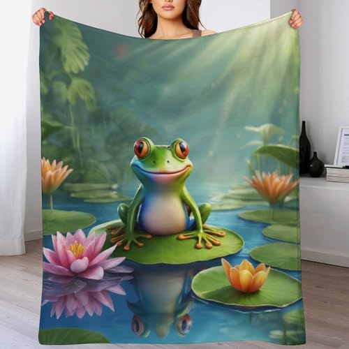 Big Eyed Frosch Decke Weich Und Warme Fleecedecke Für Bett Couch, Flannel Decken Als Sofadecke Wohndecke Oder Tagesdecke, 180×200cm von LCWWW