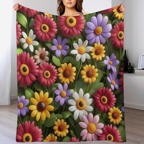 Blumen BettDecke Sofa Warm Flannel Sofaüberwurf Decke, Dicke Sofadecke Couchdecke, Flauschige Wohndecke 100×130cm von LCWWW