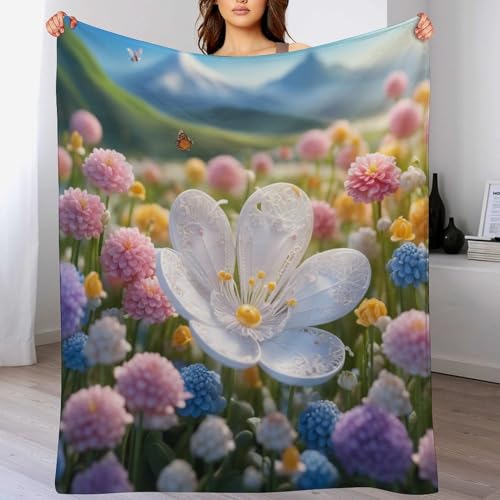 Blumen Dick Decke Weich Wärme Gemütlich Flannel-Fleece Sofadecke Deckeldecke 3D Bilder Wohndecke Für Bett/Sofa 100×130cm von LCWWW