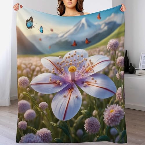 Blumen Warme Fleecedecke Wohndecke Sofadecke - Weiche, Angenehme Flannel Flanell-Decke, Für Jede Jahreszeit Geeignet 130×150cm von LCWWW