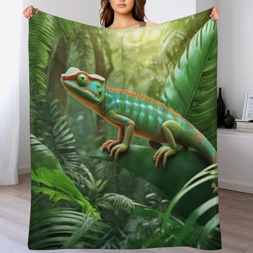 Chamäleon Decke Weich Wärme Gemütlich Flannel-Fleece Sofadecke Deckeldecke Wohndecke Oder Tagesdecke, Decken Für Couch 100×130cm von LCWWW
