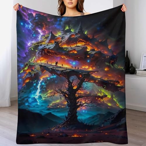 Chaotischer Baum Kuscheldecke Flauschig Decke, Flannel Weiche Sofadecke, Fleecedecke, Wohndecke - Pflegeleicht - Warm 140×180cm von LCWWW