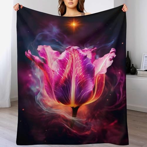 Decke Blume Flauschige BettDecke, Extra Weich & Warm, Wohndecke Flannel Fleece Decke Als Sofadecke & Couchdecke 140×180cm von LCWWW