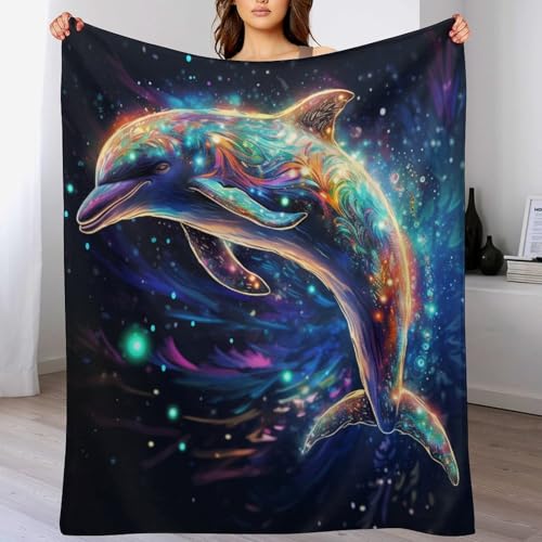 Delphin Dick Decke Weich Wärme Gemütlich Flannel-Fleece Sofadecke Deckeldecke 3D Bilder Wohndecke Für Bett/Sofa 130×150cm von LCWWW