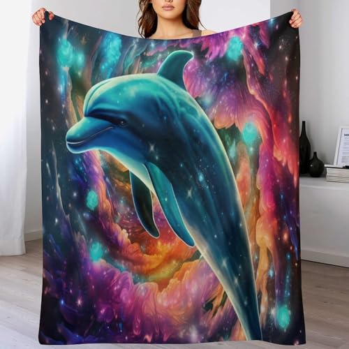 Delphin Flannel Fleece Wohndecken Kuscheldecken, Superweiche, Flauschige, Warme Mikrofaser Decke Für Schlafcouch,140×180cm von LCWWW