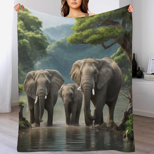 Elefant Flannel Fleece Wohndecken Kuscheldecken, Superweiche, Flauschige, Warme Mikrofaser Decke Für Schlafcouch,140×180cm von LCWWW
