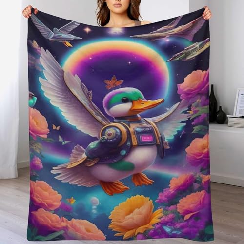 Ente Flannel Fleece Wohndecken Kuscheldecken, Superweiche, Flauschige, Warme Mikrofaser Decke Für Schlafcouch,130×150cm von LCWWW