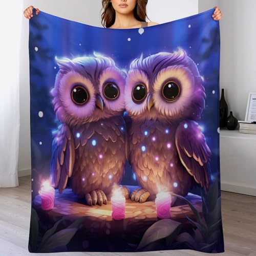 Eule Decke Weich Wärme Gemütlich Flannel-Fleece Sofadecke Deckeldecke Wohndecke Oder Tagesdecke, Decken Für Couch 140×180cm von LCWWW