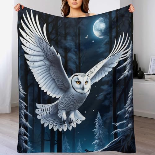 Eule Flannel Fleece Wohndecken Kuscheldecken, Superweiche, Flauschige, Warme Mikrofaser Decke Für Schlafcouch,100×130cm von LCWWW
