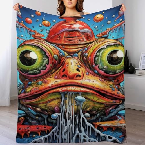 Frosch Flannel Fleece Wohndecken Kuscheldecken, Superweiche, Flauschige, Warme Mikrofaser Decke Für Schlafcouch,130×180cm von LCWWW