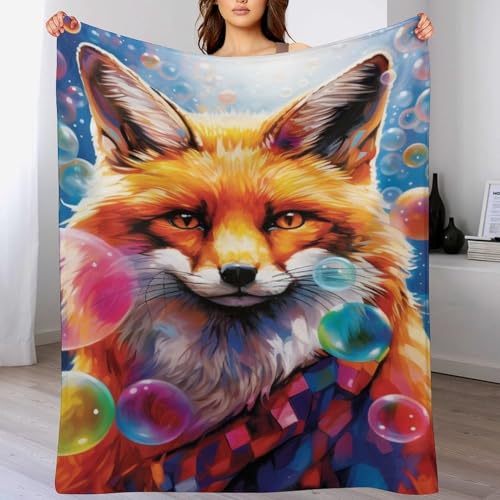 Fuchs Dick Decke Weich Wärme Gemütlich Flannel-Fleece Sofadecke Deckeldecke 3D Bilder Wohndecke Für Bett/Sofa 180×200cm von LCWWW