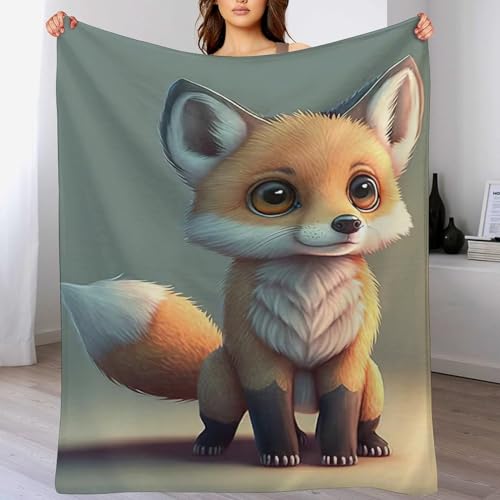 Fuchs Flannel Fleece Wohndecken Kuscheldecken, Superweiche, Flauschige, Warme Mikrofaser Decke Für Schlafcouch,130×150cm von LCWWW