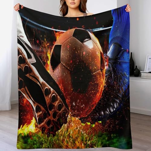 Fußball and Fire Dick Decke Weich Wärme Gemütlich Flannel-Fleece Sofadecke Deckeldecke 3D Bilder Wohndecke Für Bett/Sofa 100×130cm Fußball and Fire Dick Decke Weich Wärme Gemütlich Flannel-Fleece Sofadecke Deckeldecke 3D Bilder Wohndecke Für Bett/Sofa 100×130cm von LCWWW
