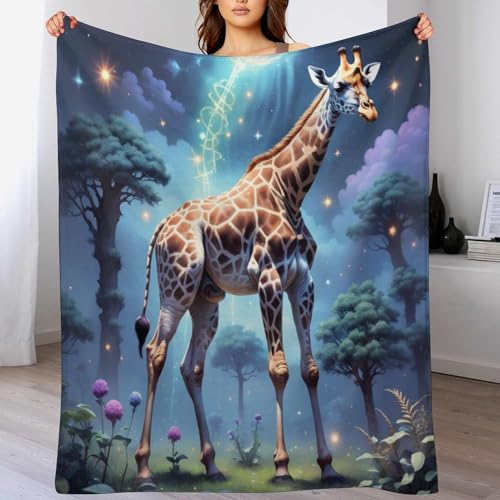 Giraffe Flannel Fleece Wohndecken Kuscheldecken, Superweiche, Flauschige, Warme Mikrofaser Decke Für Schlafcouch,100×130cm von LCWWW