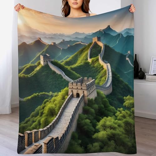 Große Mauer Flannel Fleece Wohndecken Kuscheldecken, Superweiche, Flauschige, Warme Mikrofaser Decke Für Schlafcouch,130×180cm von LCWWW