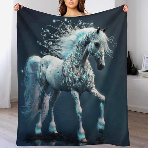 Horse Warme Fleecedecke Wohndecke Sofadecke - Weiche, Angenehme Flannel Flanell-Decke, Für Jede Jahreszeit Geeignet 130×180cm von LCWWW