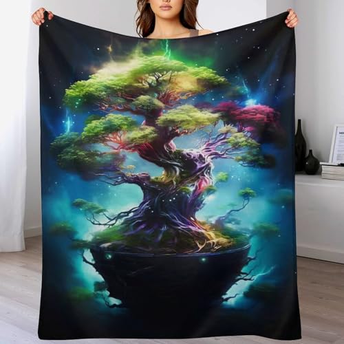 Kosmischer Lebensbaum Flannel Fleece Wohndecken Kuscheldecken, Superweiche, Flauschige, Warme Mikrofaser Decke Für Schlafcouch,140×180cm von LCWWW