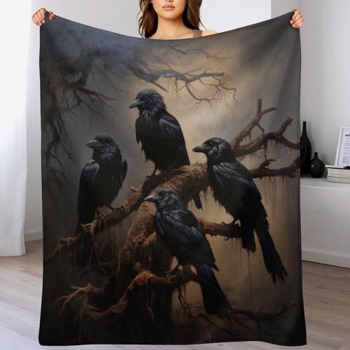 Krähe Dick Decke Weich Wärme Gemütlich Flannel-Fleece Sofadecke Deckeldecke 3D Bilder Wohndecke Für Bett/Sofa 130×180cm Krähe Dick Decke Weich Wärme Gemütlich Flannel-Fleece Sofadecke Deckeldecke 3D Bilder Wohndecke Für Bett/Sofa 130×180cm von LCWWW