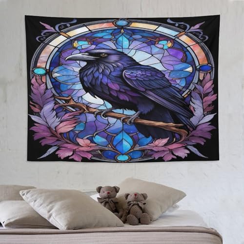 Krähe Wandteppich Kunst Wandteppiche Aesthetic Wand Teppiche,für Wohnzimmer Tapestry Schlafzimmer Tapisserie Schlafsaal Deko 150×200cm von LCWWW