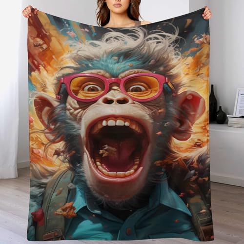 LCWWW AFFE Decke - Flannel Fleecedecke Auch Als Wohndecke, Tagesdecke, Wohnzimmer Geeignet - Überwurf Decken Sofa & Couch, 140×180cm von LCWWW