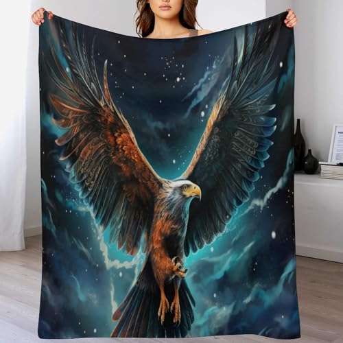 LCWWW Adler Decke - Flannel Fleecedecke Auch Als Wohndecke, Tagesdecke, Wohnzimmer Geeignet - Überwurf Decken Sofa & Couch, 100×130cm von LCWWW