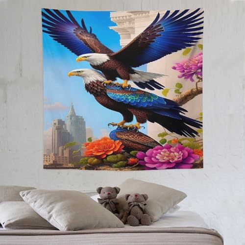 LCWWW Adler Tapisserie Wandteppiche 3D-Druck Wandteppich Wandbehang Heimdekoration Wandtep 150×150cm von LCWWW