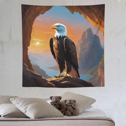 LCWWW Adler Tapisserie Wandteppiche 3D-Druck Wandteppich Wandbehang Heimdekoration Wandtep 150×150cm von LCWWW