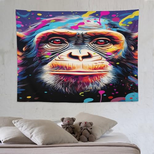 LCWWW Affe Wandteppich 3d Drucken Wandbehang Tapisserie Für Wohnzimmer Wohnheim Dekor Heim-Wanddekoration 150×200cm von LCWWW