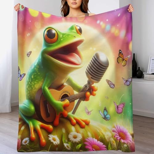 LCWWW Animal Frosch Wohndecken Decken Flannel Decke Teppich Picknick Weich Für Schlafzimmer Sofa Outdoor Vier Jahreszeiten 130×150cm von LCWWW