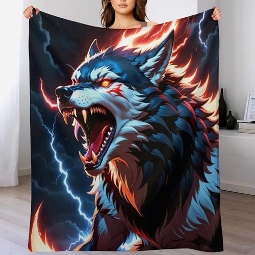 LCWWW Animal Wolf Decke Flannel Sofadecke Strandtuch Teppich Picknickdecke Weich Umhang Für Schlafzimmer, Alle Jahreszeiten 180×200cm von LCWWW