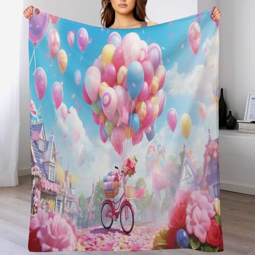 LCWWW Ballonmuster Wohndecken Decken Flannel Decke Teppich Picknick Weich Für Schlafzimmer Sofa Outdoor Vier Jahreszeiten 150×200cm von LCWWW