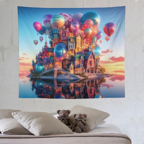 LCWWW Balloon Schloss Wandteppich Wandbehang Für Wohnzimmer Tapisserie Schlafzimmer Wohnheim Wandtuch Wanddeko 130×150cm LCWWW Balloon Schloss Wandteppich Wandbehang Für Wohnzimmer Tapisserie Schlafzimmer Wohnheim Wandtuch Wanddeko 130×150cm von LCWWW