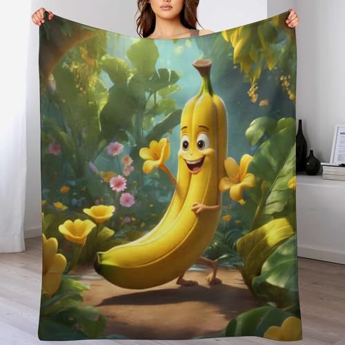 LCWWW Banane Decke - Flannel Fleecedecke Auch Als Wohndecke, Tagesdecke, Wohnzimmer Geeignet - Überwurf Decken Sofa & Couch, 130×180cm von LCWWW
